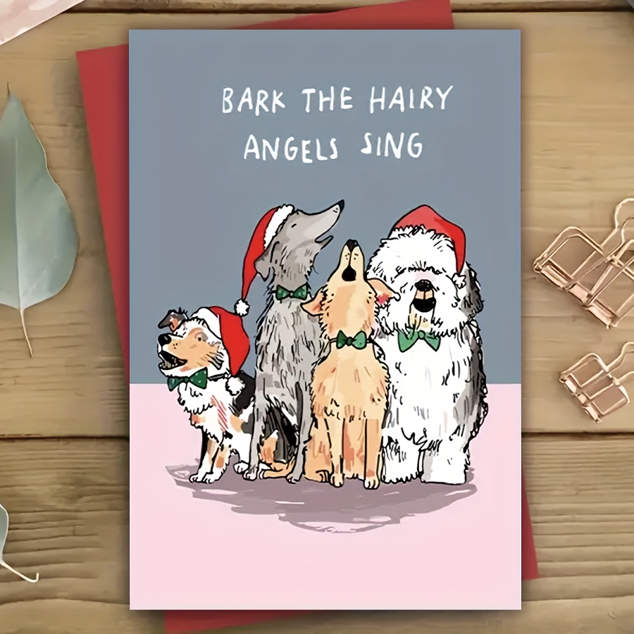 

Christmas Birthday Greeting Card With Envelopes, Cartoon Dog-themed, Personalized Fantasy Paper Card, Non-electrical Holiday Gift For Friends & Family