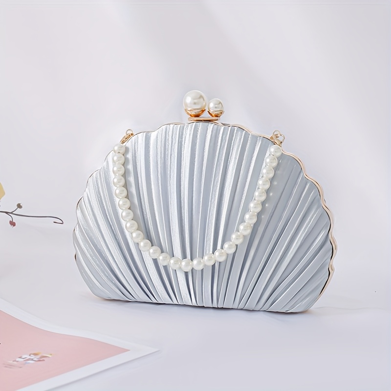 Evening Bag with Pleats and Pearls, Stylish Bridal Accessory