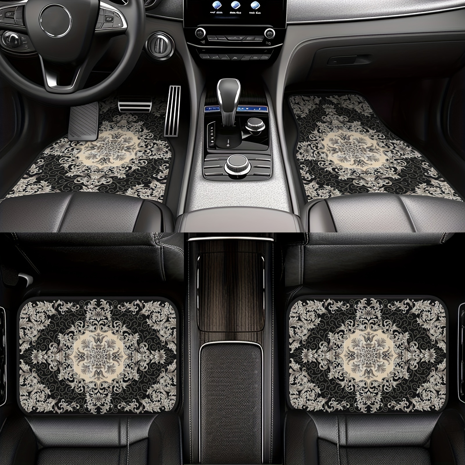 

4 Pcs Vintage European Floral Pattern Car Floor Mats: Suitable For All Seasons, Perfect For Cars, Suvs, And Makes A Great Gift For Men And Women