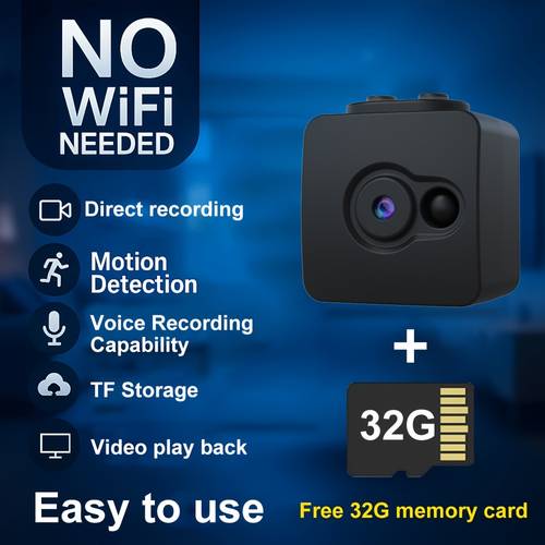 this camera records without requiring wi fi accommodates sd cards up to 32gb and features continuous loop recording its portable has a rechargeable battery and offers a plug and play setup making it