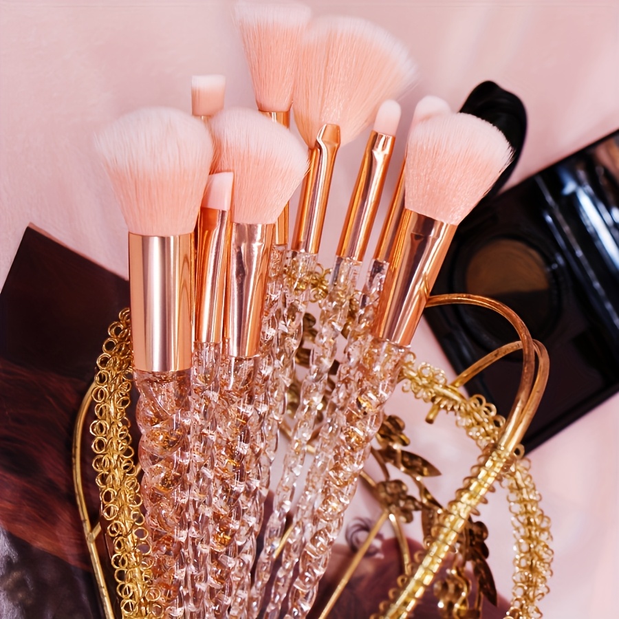 

10pcs Round Makeup Brush Set, Nylon , Abs Plastic Handle, -free, Suitable For Types, , Eyeliner, Eyeshadow, Lip Brush, Valentine's Day , Birthday Gift