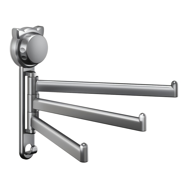 TEMU 1pc Strong Suction Cup Kitchen Dish Towel Rack With 3pcs Hooks, Sink And Wash Basin Towel Holder, Window Sill Multi-rod Rotatable Draining Rack,