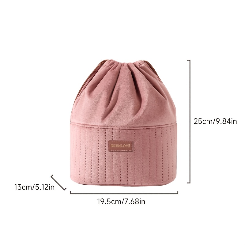 TEMU Bolsa de almacenamiento tipo con cordón de terciopelo a , bolsa de maquillaje tipo de gran capacidad, bolsa de viaje grande para cosméticos con