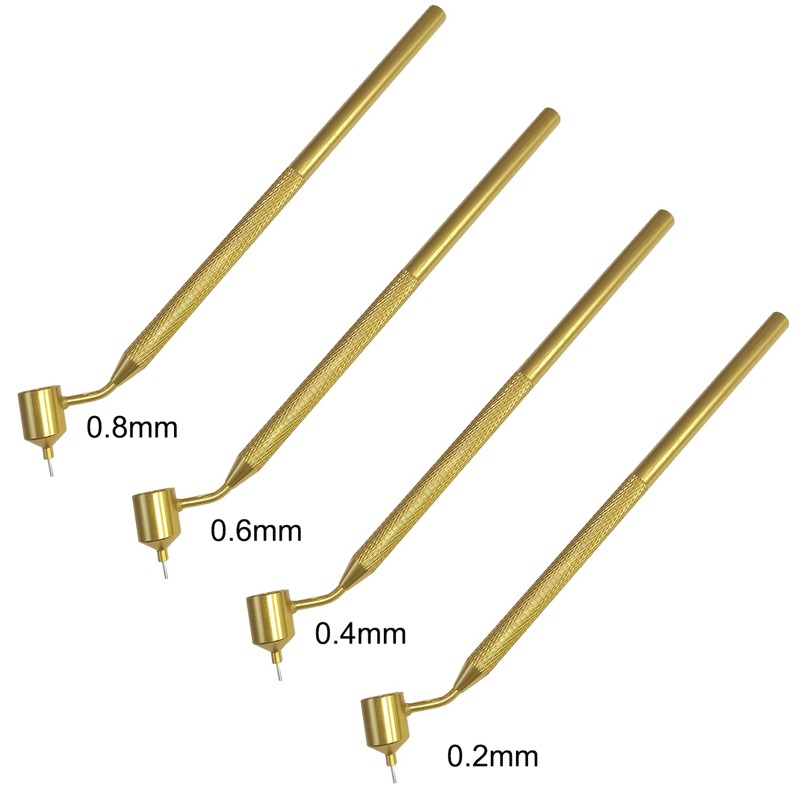 TEMU Lot de 4 stylos à pointe fine en métal doré avec pointes de de 0,2 mm, 0,4 mm, 0,6 mm, 0,8 mm, pour détaillé et le dessin technique, corps en