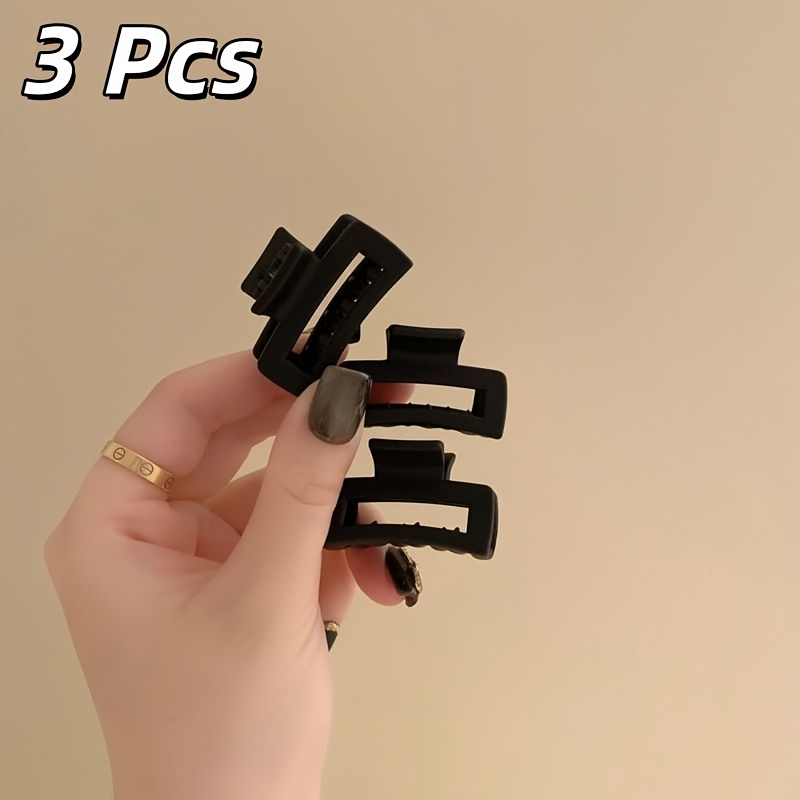 TEMU 3/7pcs Black Matte Square Small Gripper, Exquisite Semi-tied Hair Gripper, Daily Commuting Hair Accessory, Simple And Elegant Hair Clip, With