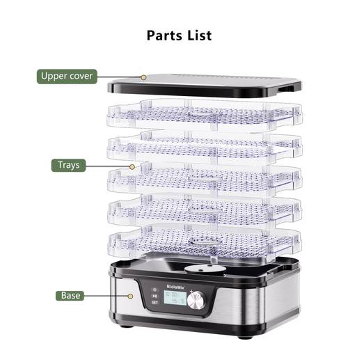 5 tray food dehydrator 35 75 c adjustable temperature 360 hot air circulation uk plug