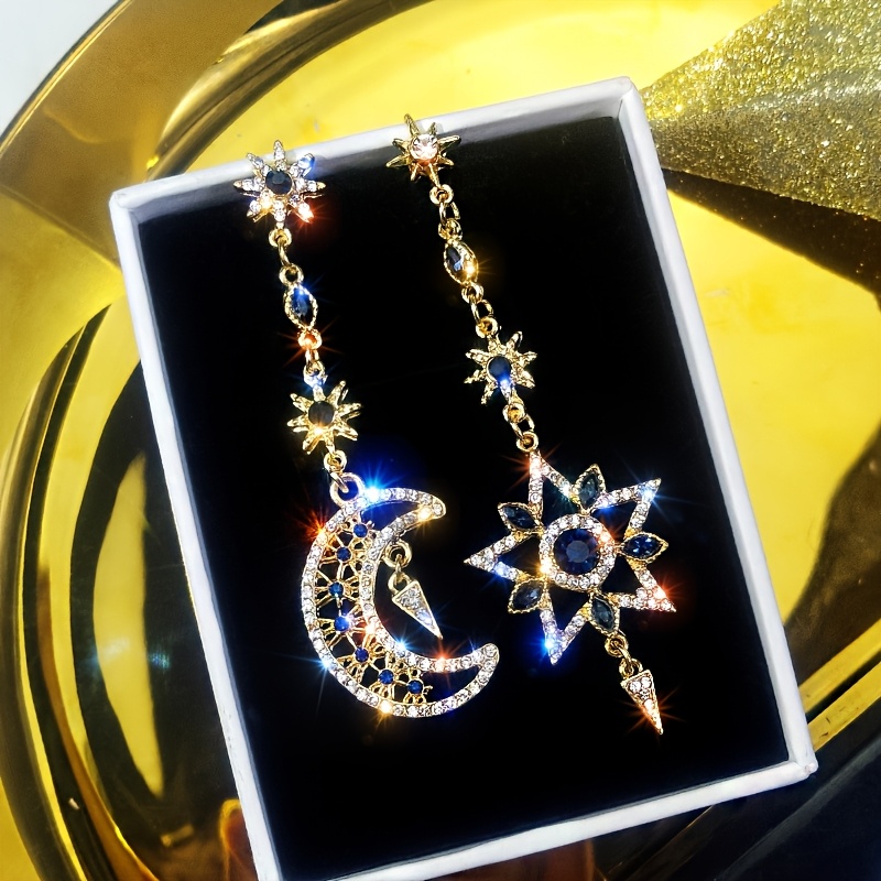 TEMU 1 Paire de Boucles d'Oreilles Longues Étoiles Asymétriques , Boucles d'Oreilles Minimalistes Irrégulières