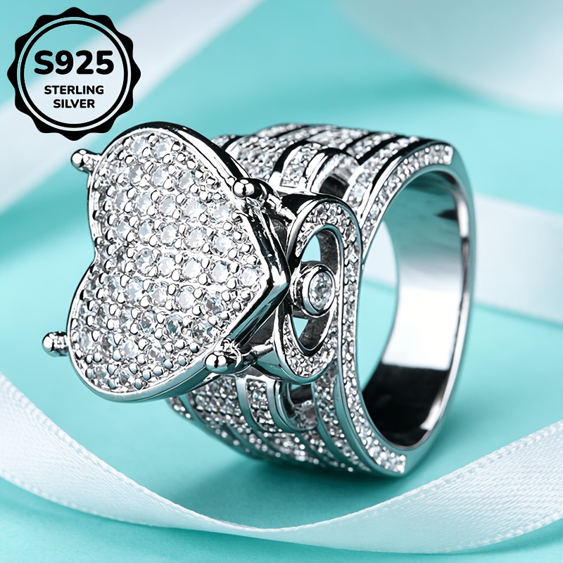 Image of 1pc S925 925 Silver Exquisite -shaped Design Size 6 Optional Couple Gift Ring High-quality Jewelry Wedding Banquet Party Wear . 9.