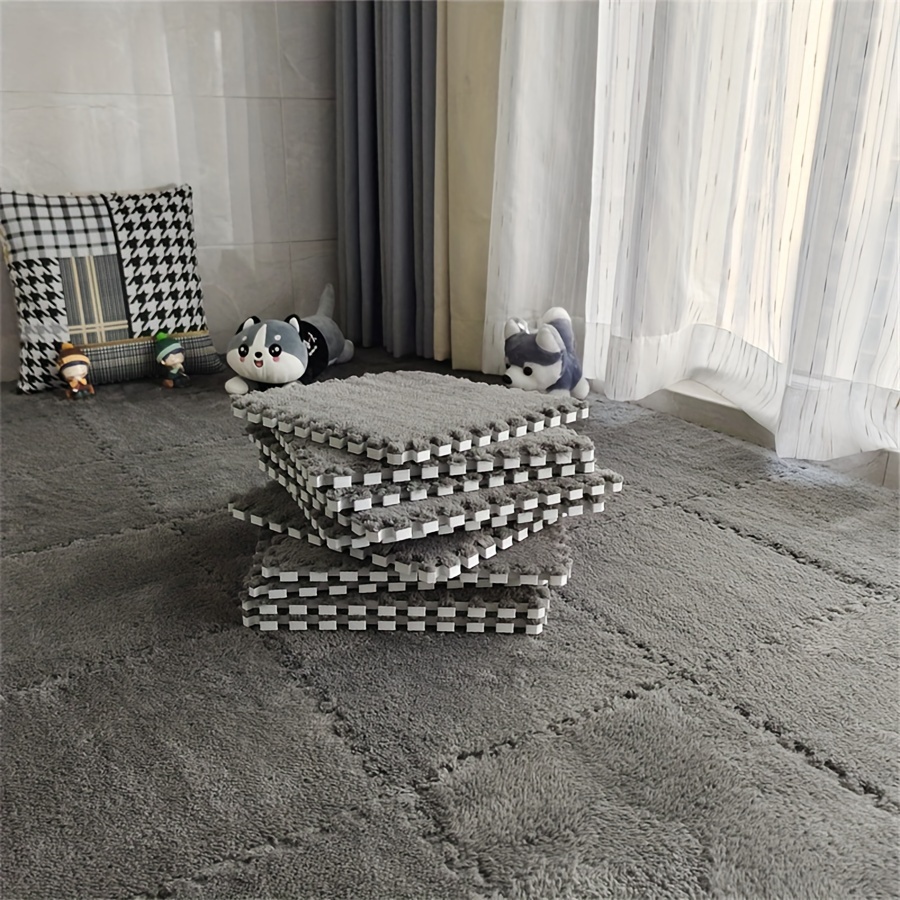 Image of 36pcs Plush Carpet, Full Bedroom Area Rug Set, Ins-style Room Bedside Rug, Room Bay Window Mat, 11.8 X 11.8 Inches