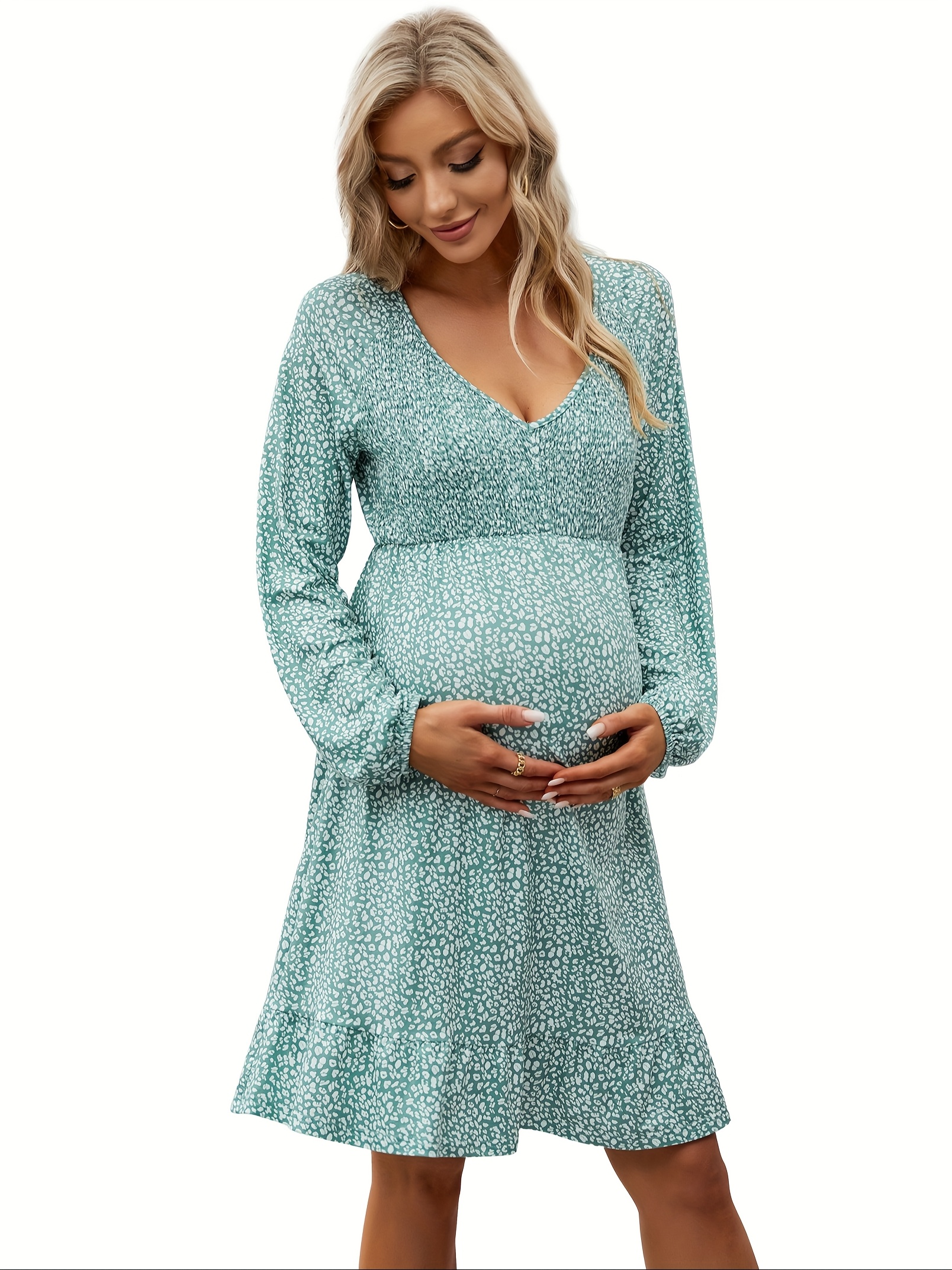 long flowy maternity dresses with sleeves PinkBlush Sage Off Shoulder Long Sleeve Maternity Maxi Dress