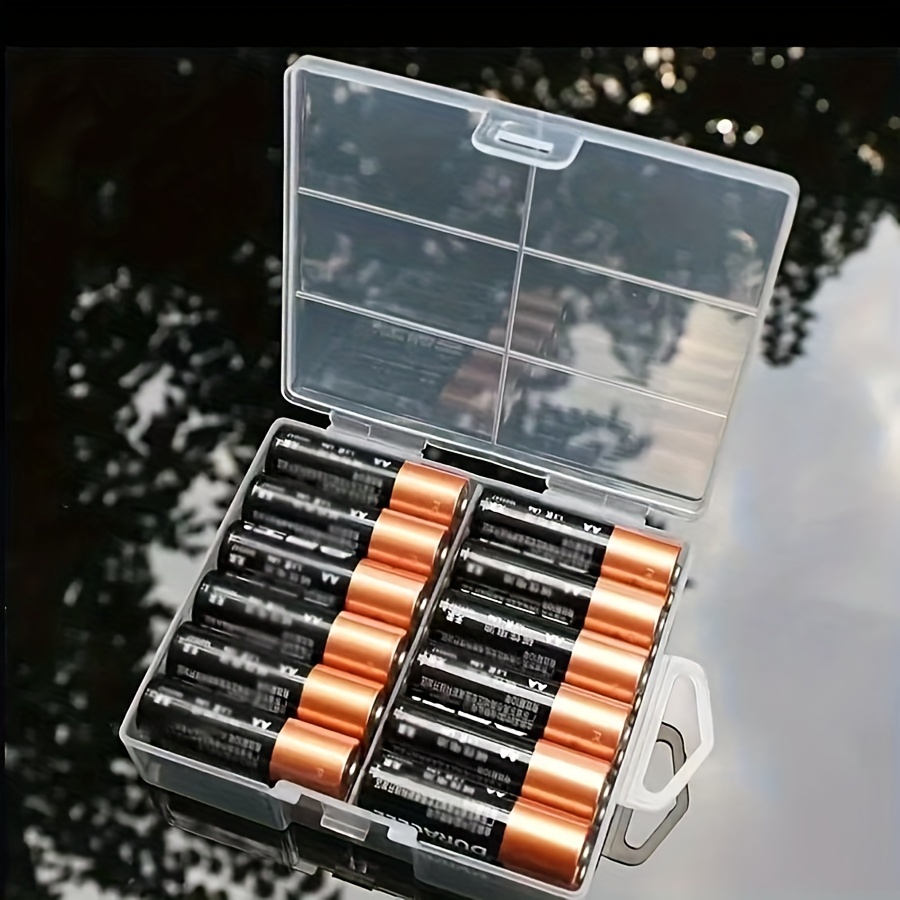 

1pc Clear Battery Organizer Box - Holds 24 Aa, 24 Aaa, , Portable, And Space-saving Storage Solution For Home, Garage, Supplies