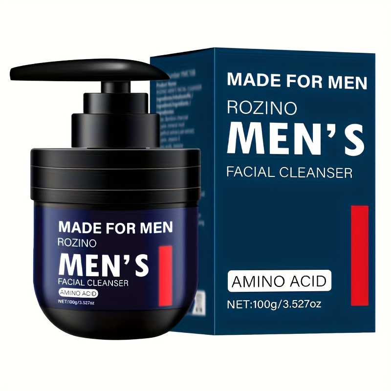 Image of Men' Facial Cleanser Rich In Amino , Bamboo Charcoal Volcanic , Rich Foam To Moisturize Skin, Control Oil, Clean And , Suitable For, Oily And Mixed Skin