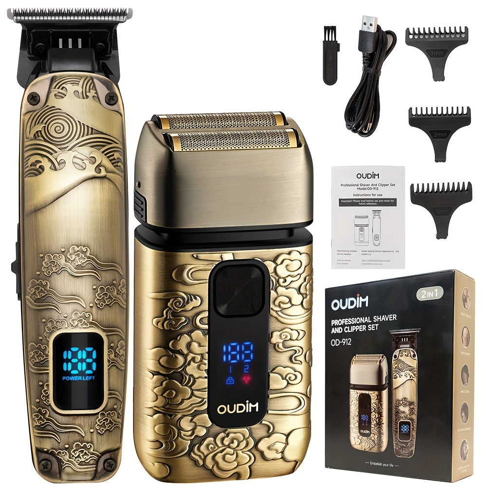 TEMU Men's Electric Razor With Foil Shavers, 2-in-1 Hair And Beard Trimmer Grooming Shaving Kit For Face And Mustache. Cordless Head Shavers For Bald