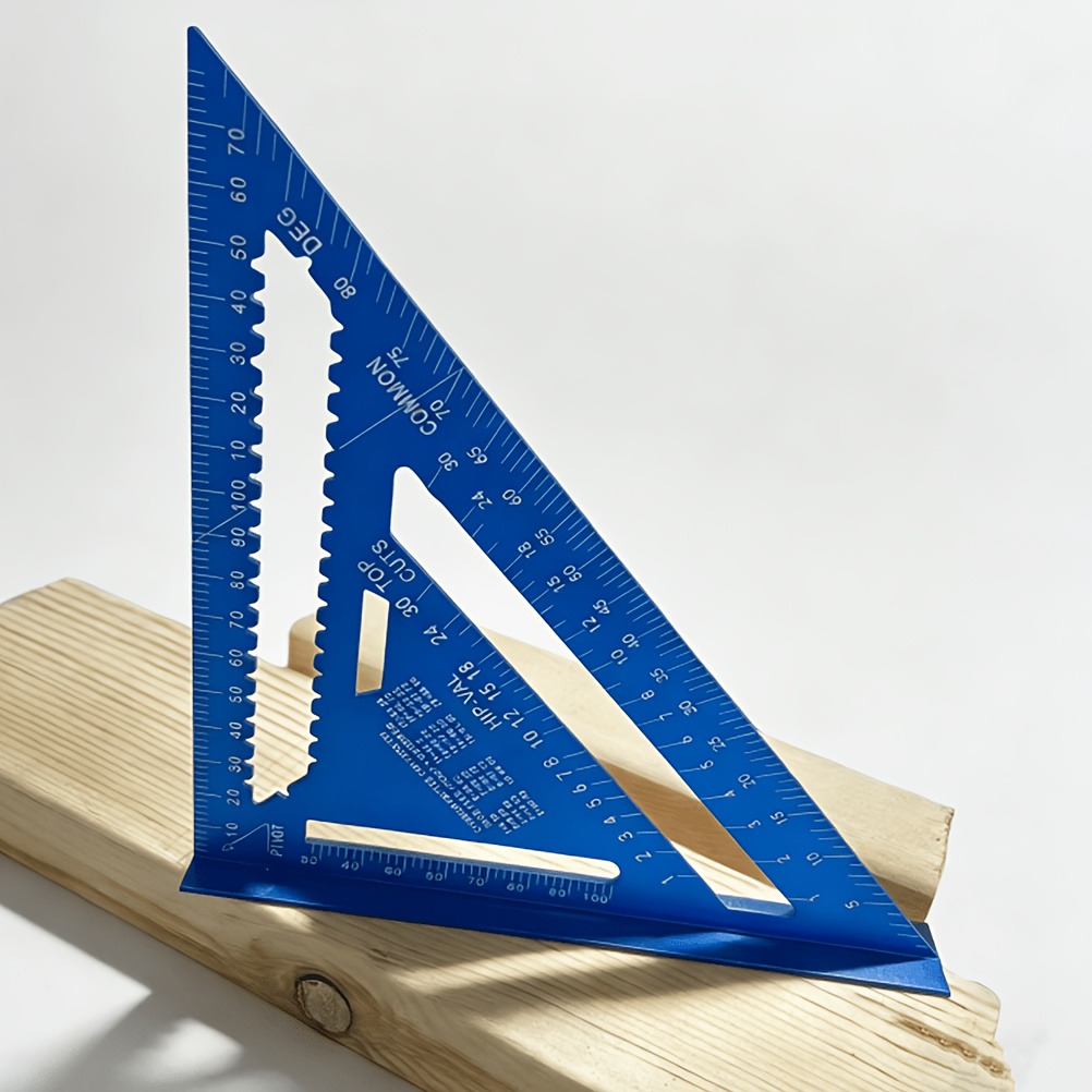 TEMU Precision Aluminum Woodworking Triangle Ruler, 7-inch Right Angle Triangle Ruler, Wavy Edge 45°/90° Triangle Ruler, Compact, Portable, And