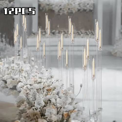 12pcs high transparent acrylic candle holder for party decorations clear lampshade candlelabra for christmas halloween wedding and birthday decor