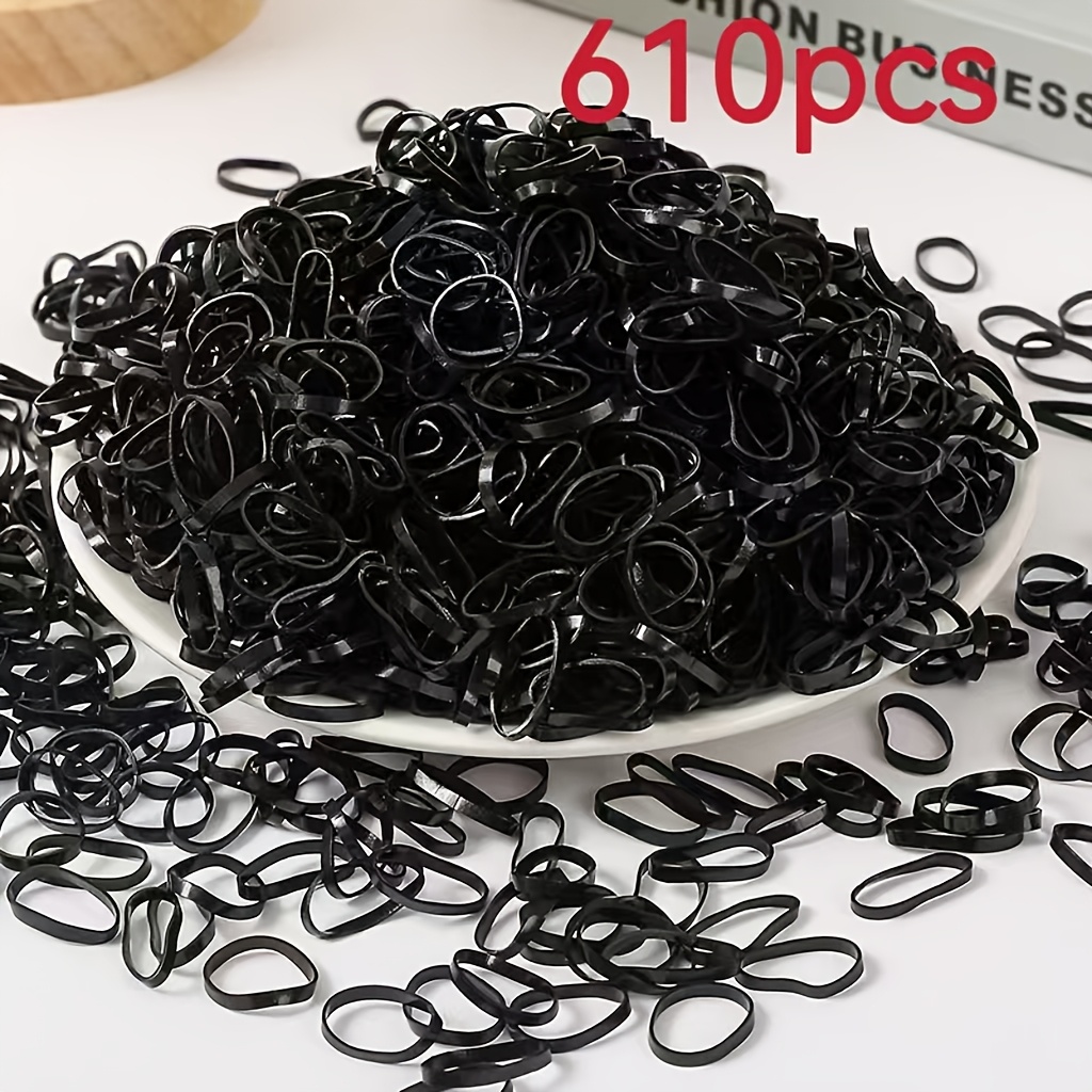 210pcs Mini Black Rubber Bands, Durable Elastic Hair Ties for Everyday Use