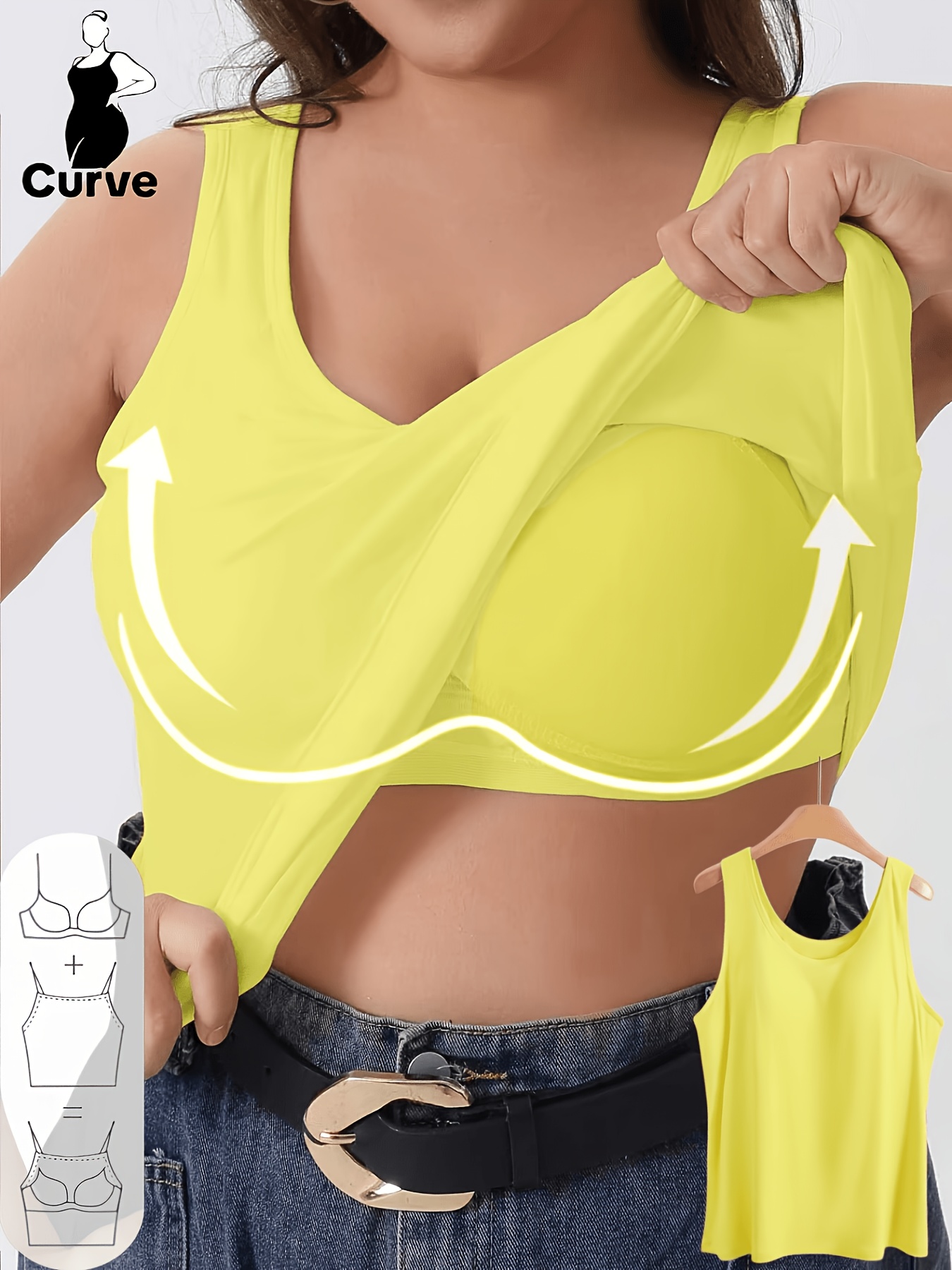 plus size womens vest and bra 2 in   underwear sports top   friendly high elastic wide strap vest suitable for   running exercise   wear non removable chest pad plus size sports top