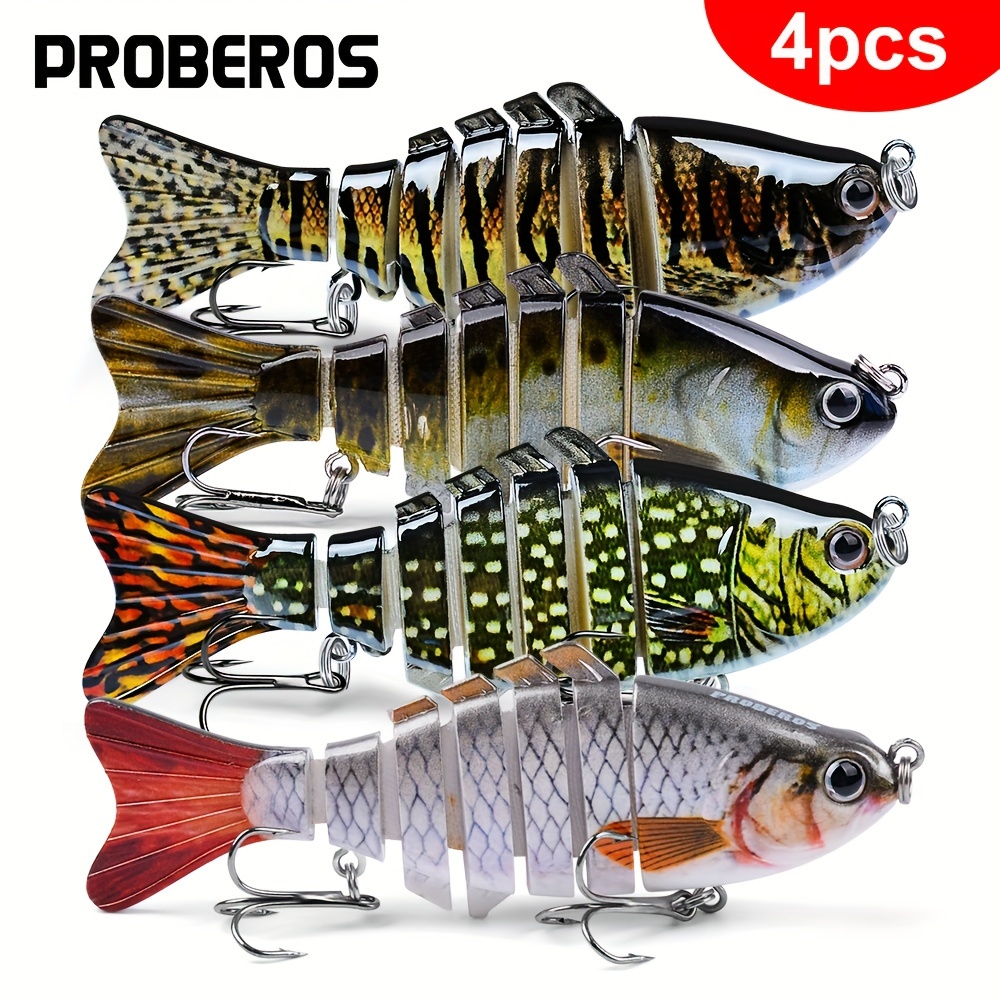 

Proberos 4pcs Premium Multi-section Sinking Swimbait Crankbaits Fishinglures Set For Pike -artificialbaits Fishing Tackle With Realistic Wobbling Action - Ldeal For Freshwater And Saltwater Fishing