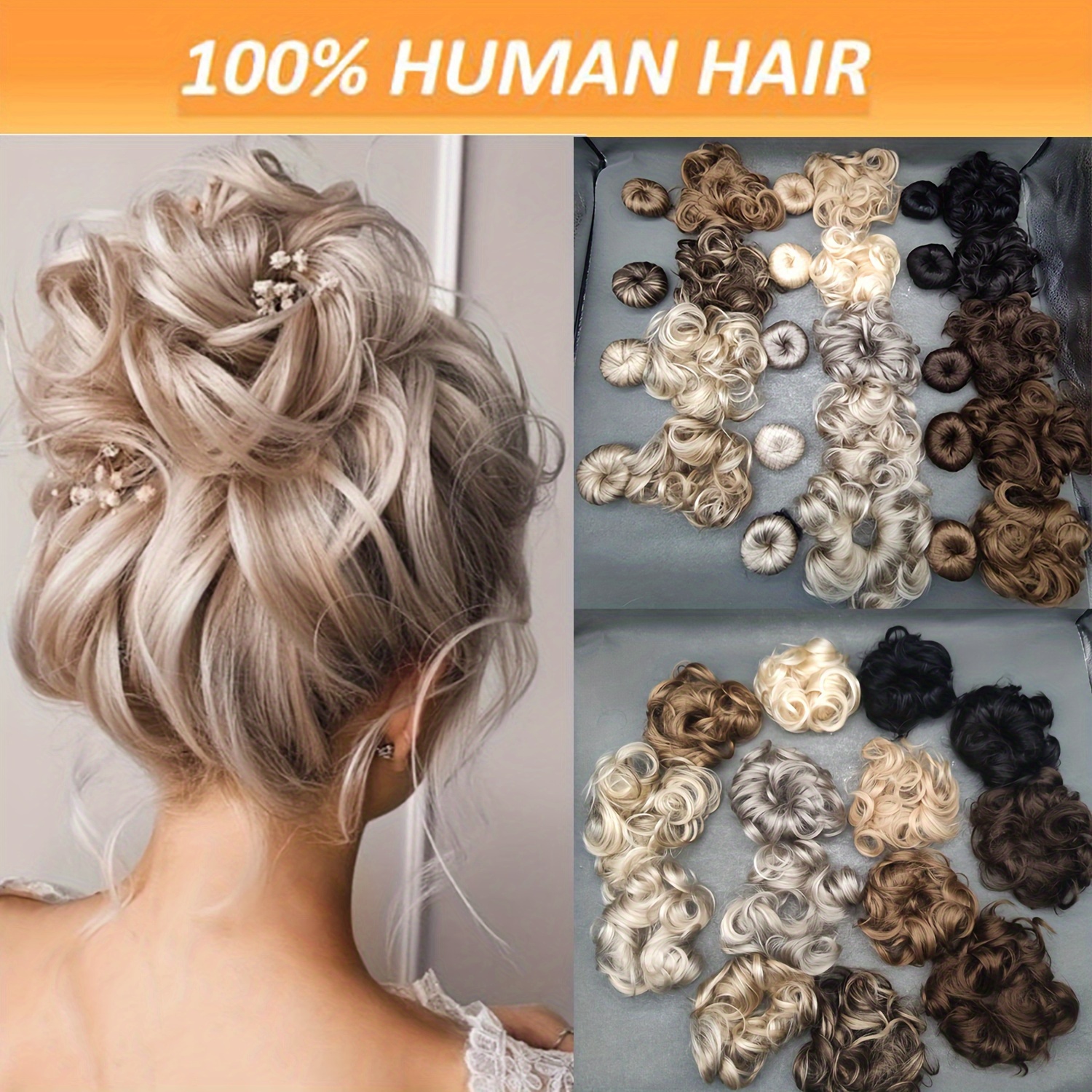 6-Inch 35g Real Human Hair Bun Durable Elastic Thick Hair Tie with Soft  Fluffy Texture Options for Women, Comfortable fo - Main Image