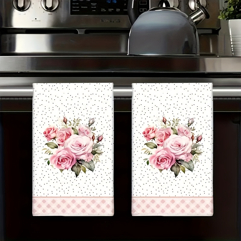 2pcs Modern Kitchen Towel Set - Super Absorbent, Quick-drying Dish Cloths For Cooking And Baking, Perfect Housewarming Gift With Cartoon Design Tea Towels, Machine Washable