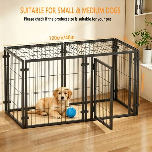 6 panels dog 48 l x large dog crate indoor dog cage dog kennel puppy playpen for pupply small medium size dogs dog pen fence pet cage pet playpen for yard outdoor