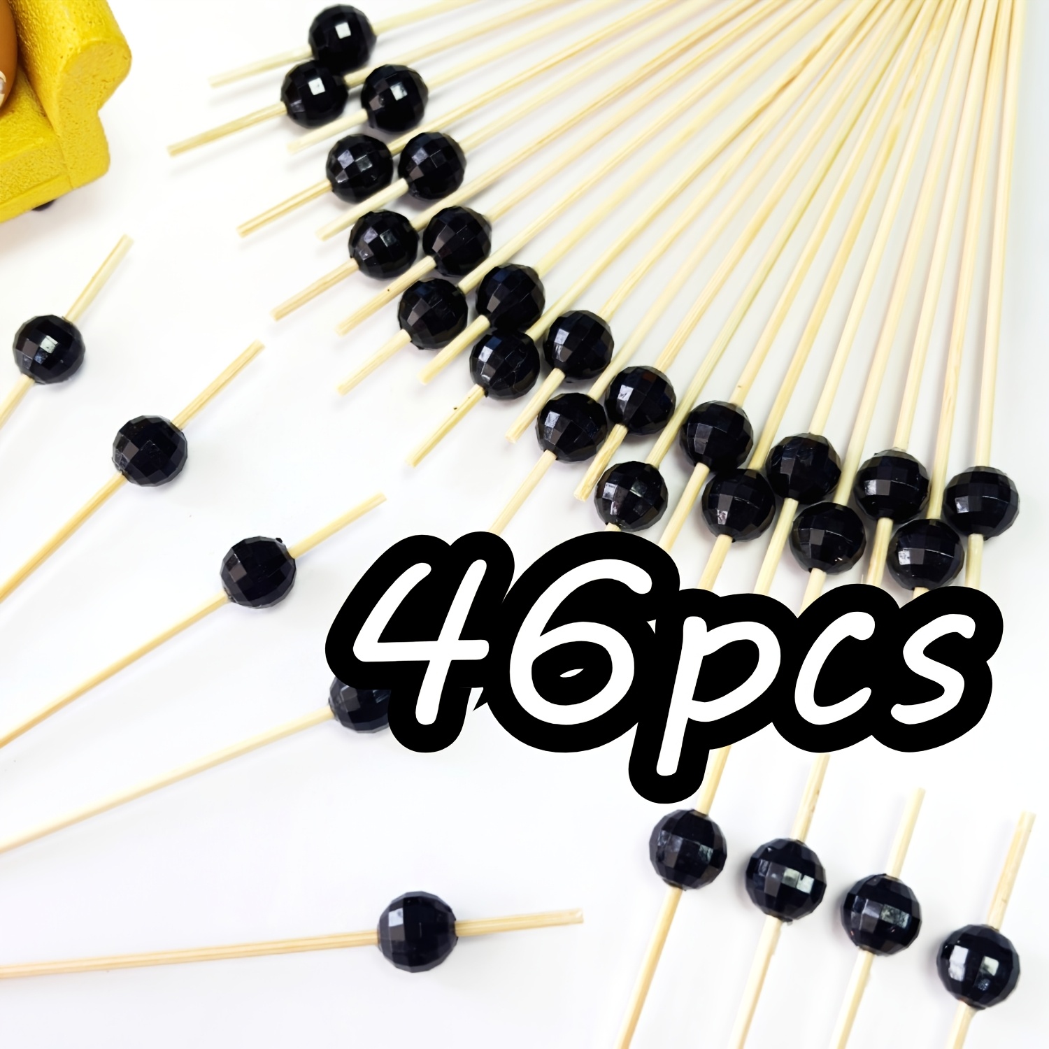 Image of 46pcs Disco Decor Picks | 4.72 Inch Bamboo Decorative Paper Cupcake Fruit Charcuterie Skewers | 70s 80s Disco Party Carnival Festival Birthday Wedding Party Decoration Black