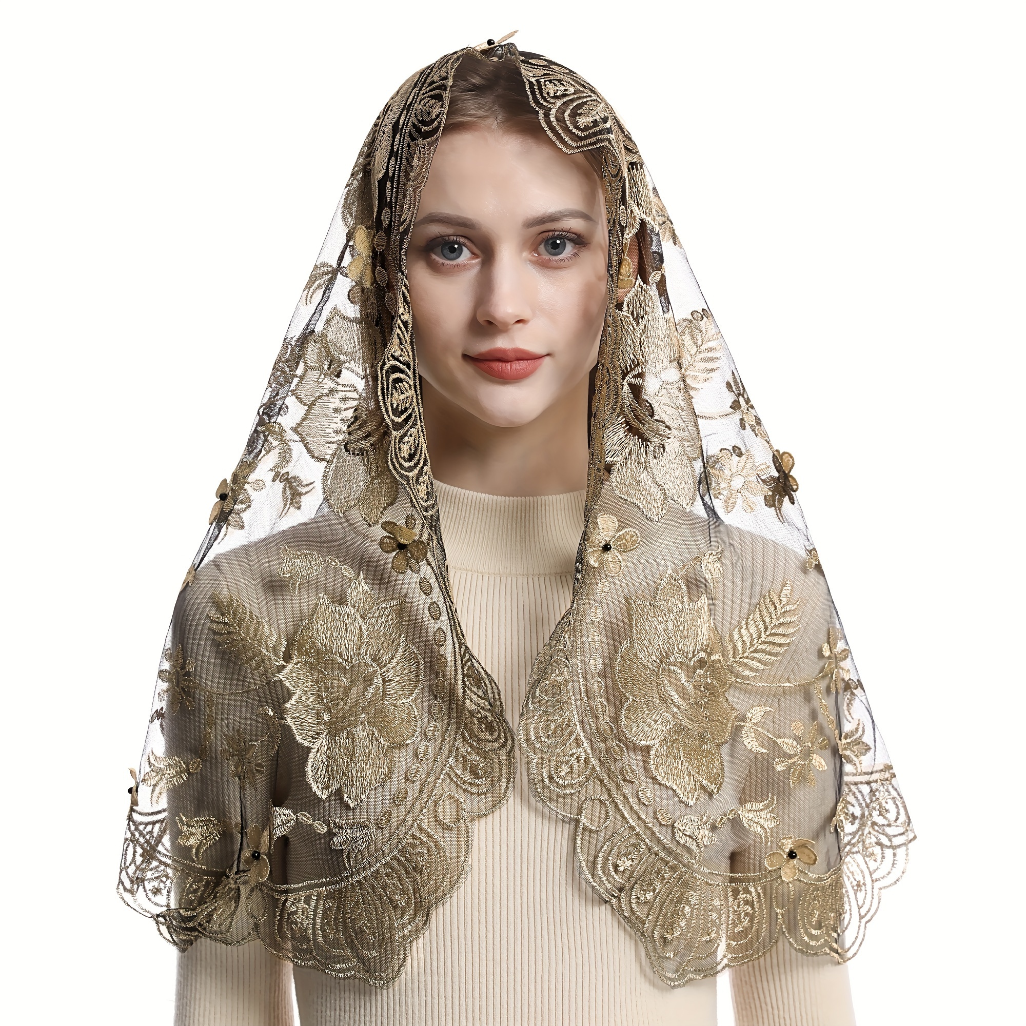 

Vintage Style Chapel Mantilla Veil Spanish Lace Head Covering Church Mass Veil For Women