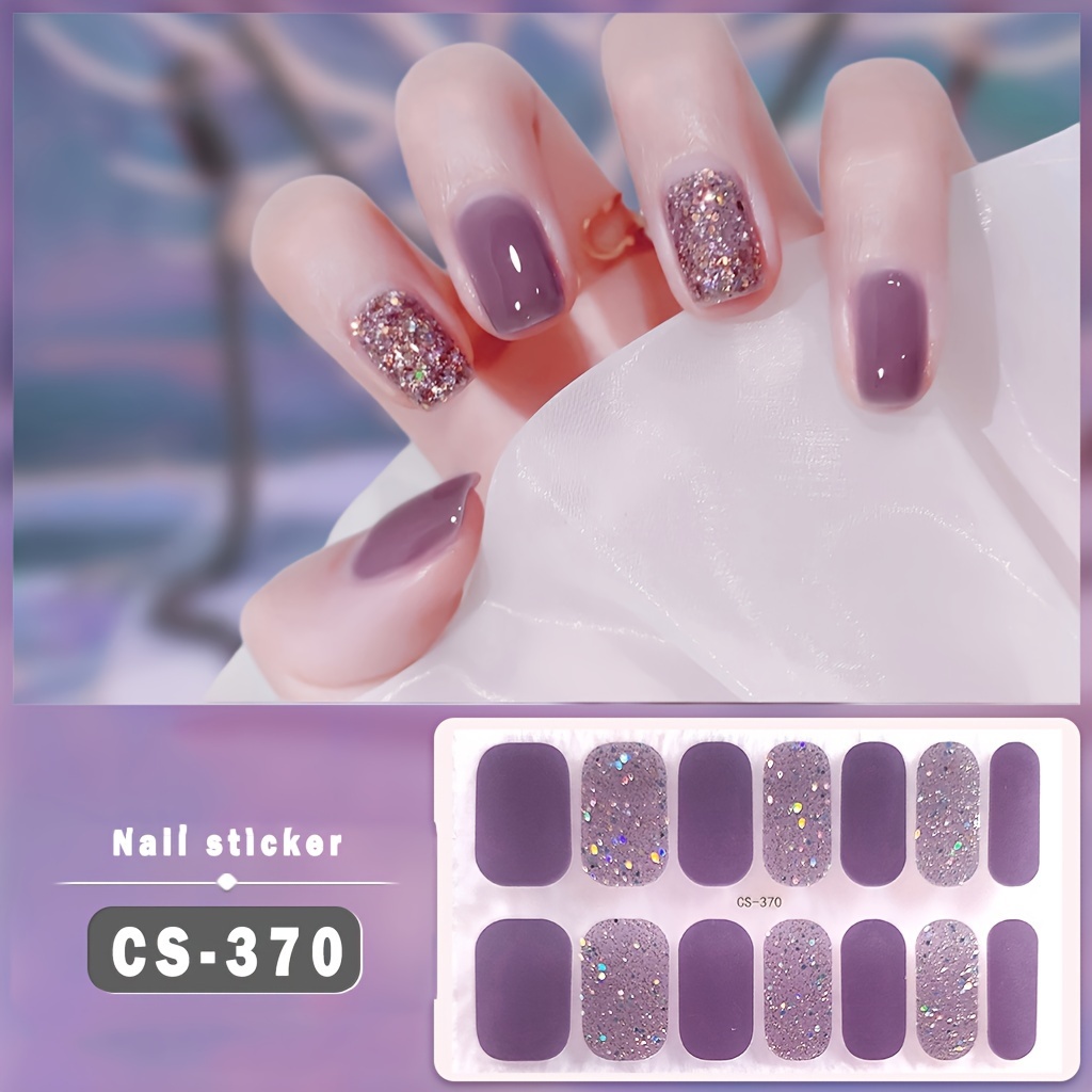 

Gel Nail Stickers, Cs-370/cs-366/cs-365, Transparent, Waterproof, Full Cover, Self-adhesive, Sparkling, Reusable, Plastic, Nail Art Accessories, No Fragrance