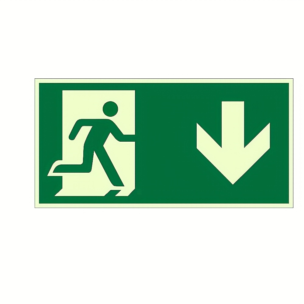 Image of 1 Luminous Exit Sign Sticker-emergency Evacuation Safety Wall Decal, Photoluminescent Fire Evacuation Indicator With Green Border And White Arrow, Durable, Suitable For , Offices And Public Spaces.