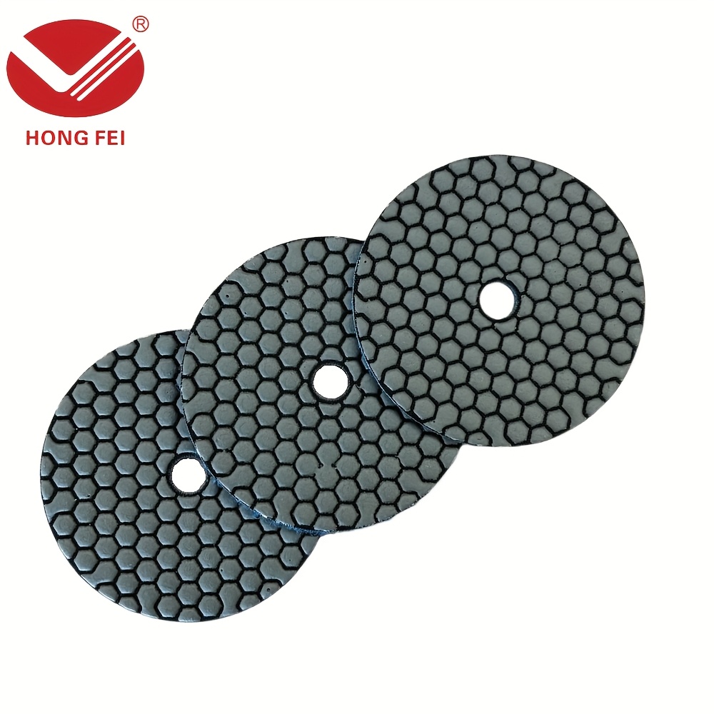 3pcs 5-inch Quick-drying Emery Grinding Disc Set – 50# Grit – Durable & Soft – High-gloss Polishing For Granite, Marble, And Stone Surfaces