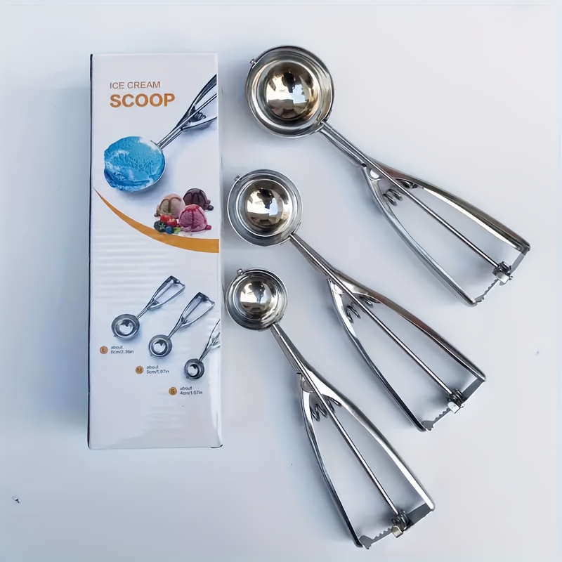 

3pcs, Ice Cream Stainless Steel, Stainless Steel , Cookie For Baking, Ice Cream With Trigger Release, Fruit Cookie For Baking, Cupcake , Sillifree, Suitable For Home, Hotel, Restaurant