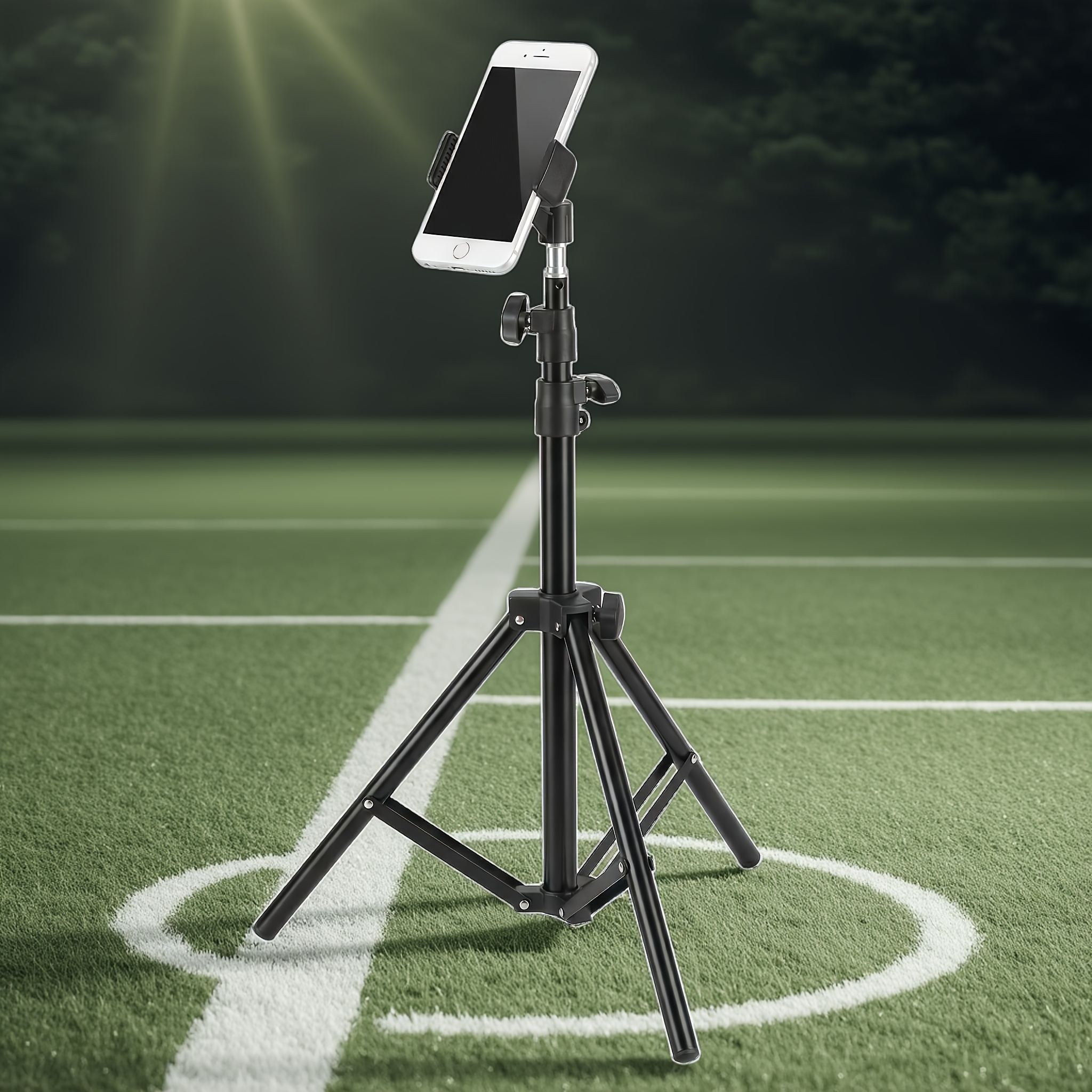 TEMU 150cm/59inch Multifunctional Tripod Phone Stand, Equipped With Universal Adapter And Phone Holder. Its Extended Height Can To , Ideal For