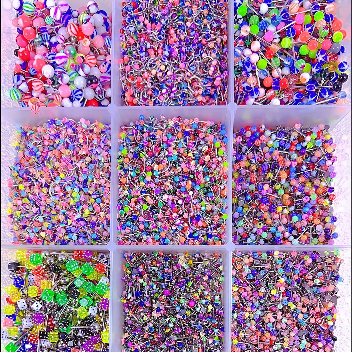 TEMU Ensemble de 45 pièces de bijoux de corps de styles variés – Comprend des piercings pour sourcil, nombril, lèvre, langue et nez, que des , des
