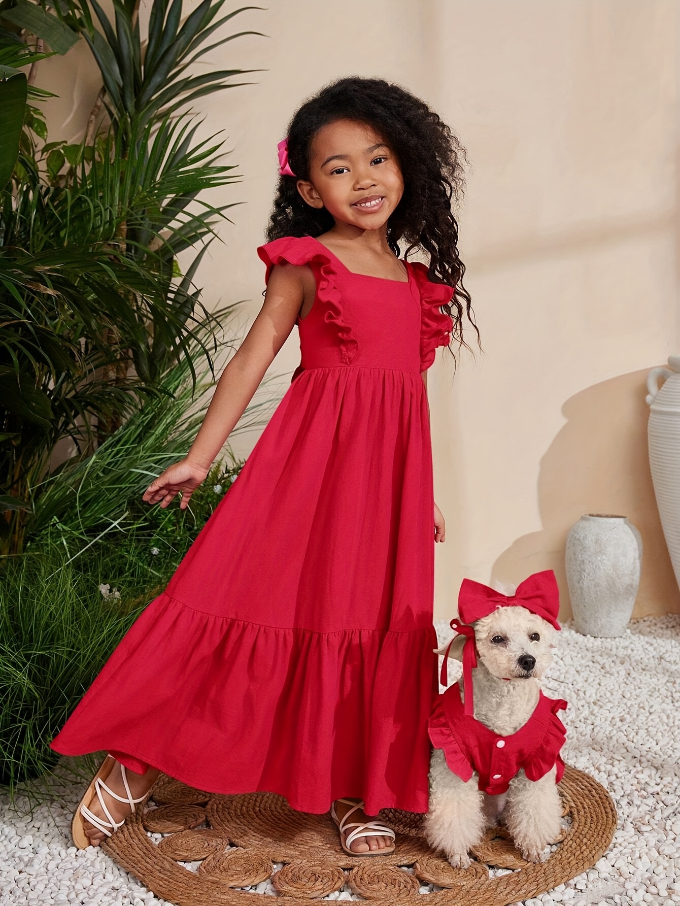 girls casual red dress