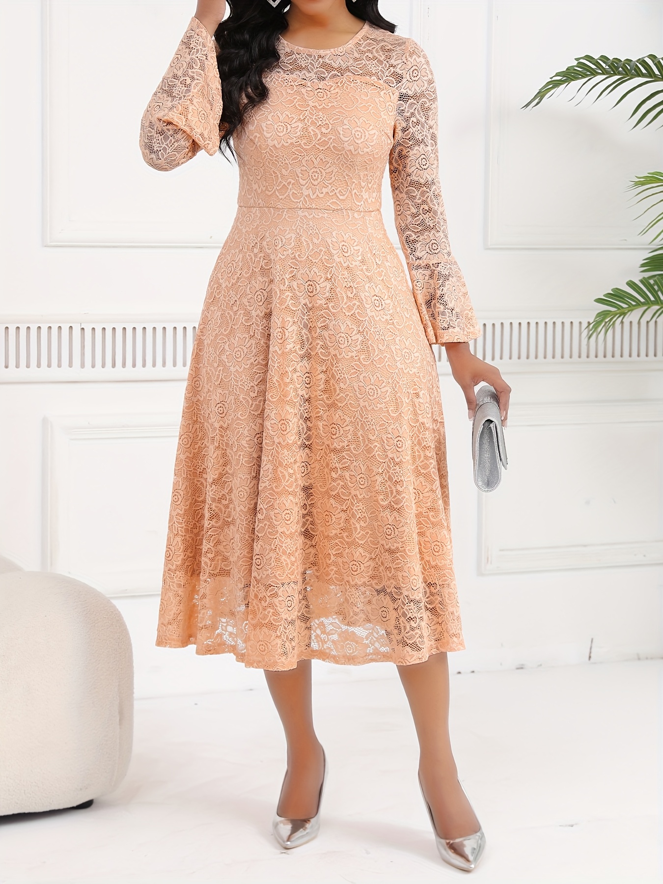 chinese dress ladies A-Line Lace Dress with Contrast Lining – HotSquash London main image 1