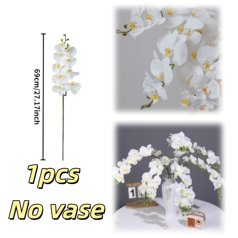 1pc White Phalaenopsis Artificial Flower | Suitable For High-end Weddings, Floral Arrangements, Holidays, Indoor And Outdoor Decor, Plastic Material