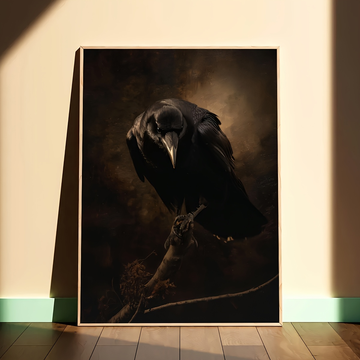 TEMU 2d Flat, 1pc Frameless Melancholic Poster, Ancient Gothic Birds Canvas Painting, Art, Birthday Present, Living Room, Bedroom, Kitchen, Bathroom,