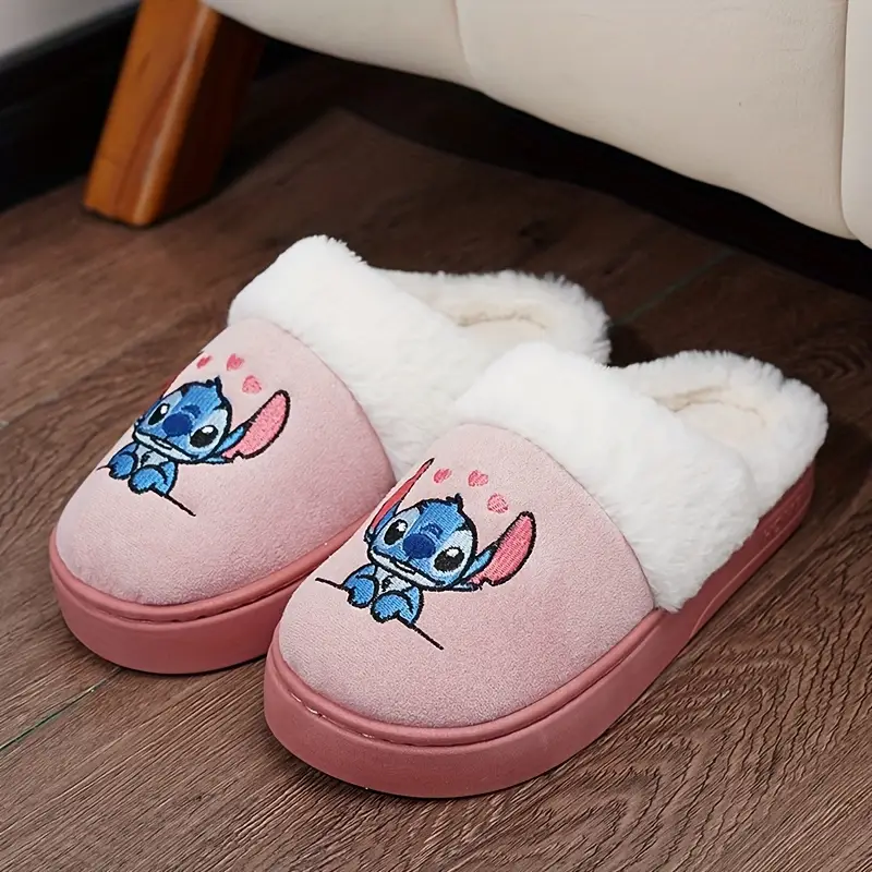 plush fleece slip on slippers for couples embroidered cartoon design eva winter indoor outdoor wear multiple colors sizes 36 45 2