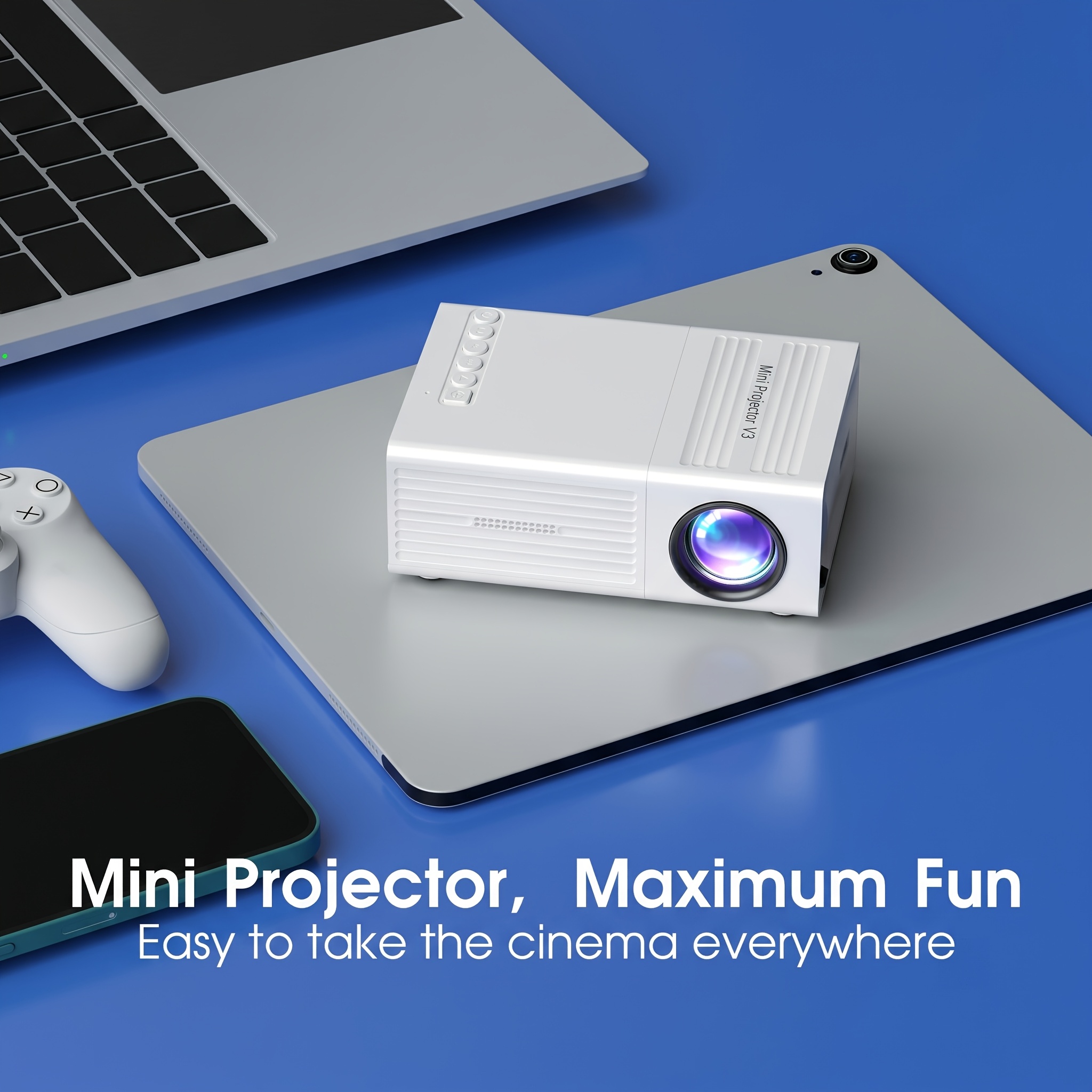 Portable Projector Supporting 1080P for Home Theater & Gaming