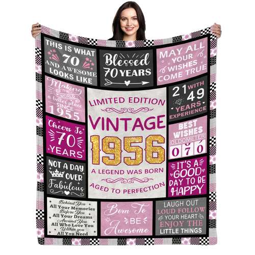 Coperta In Flanella Morbida Regalo Per 50° Compleanno Donna – 150x130 Cm – Plaid Caldo E Accogliente Per Divano, Viaggi, Picnic – Regalo Per Mamma, Nonna, Moglie