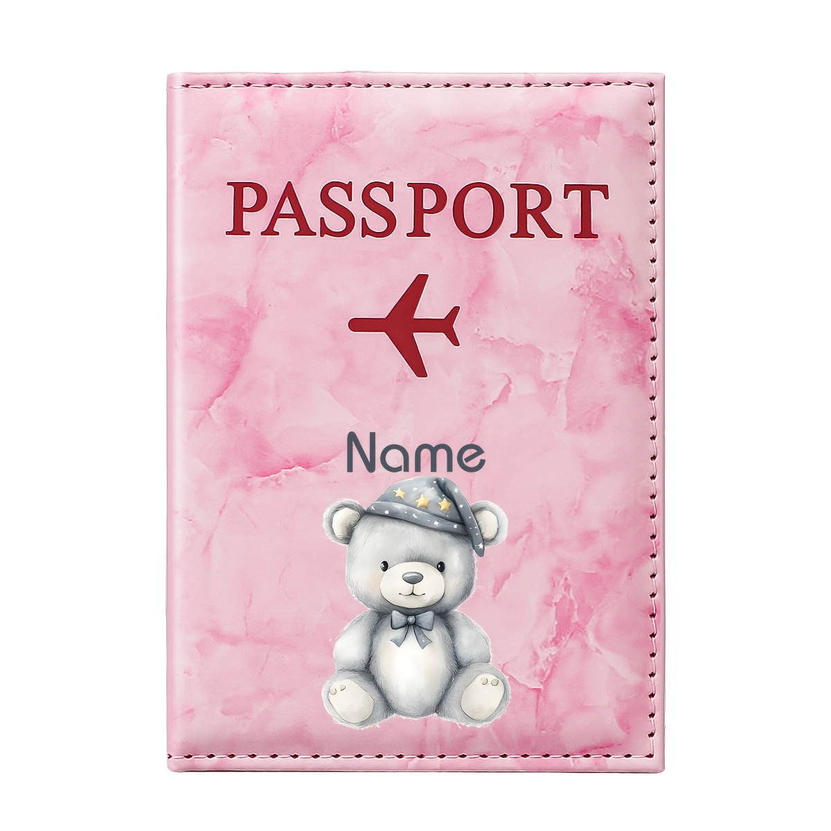 TEMU 1 porte-passeport personnalisé avec nom/, chapeau et nœud - PU adapté aux , séjours de rêve, d' - Cadeau pour , Saint-Valentin, fête des mères -