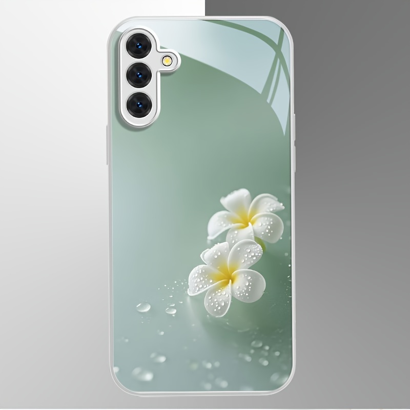 TEMU Phone Case: Floral Realistic Light Silvery Glass Phone Case For Galaxy A05 A05s A06 A14 A15 A16 A22 A23 A24 A25 A32 A33 A34 A35 A36 A52 A52s A53
