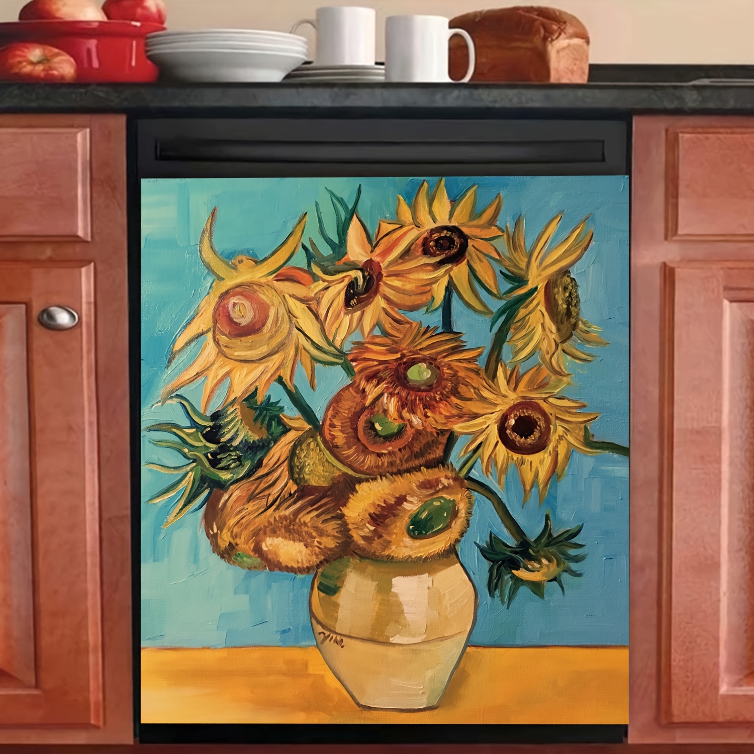 

Vinyl Magnetic Sunflower Bouquet Decal - 58.5cm X 65cm - Kitchen Decor, Fridge Magnets, Whiteboard Adhesive, Office Home Decor