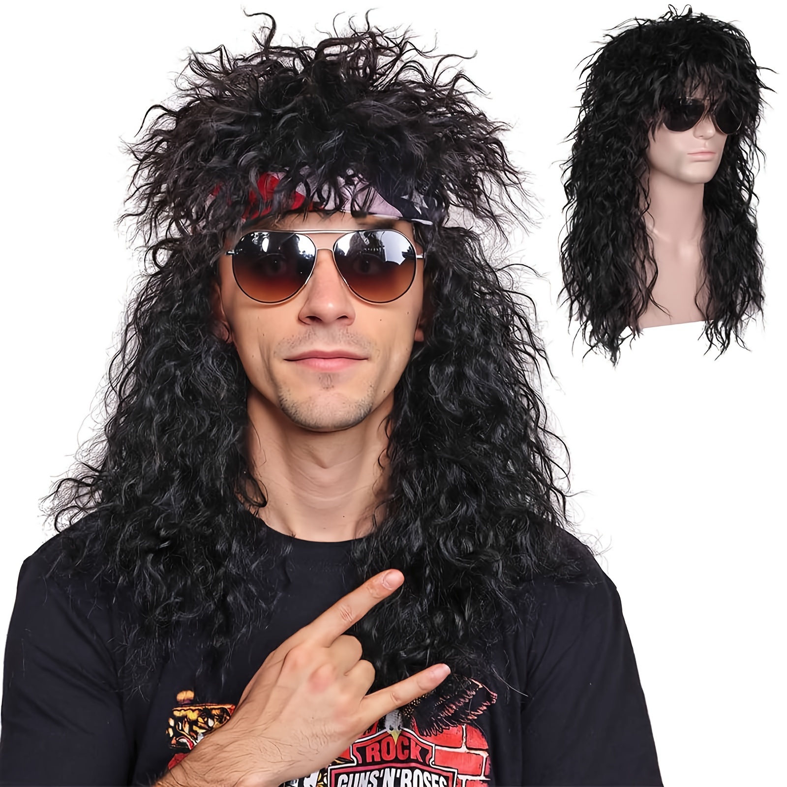 Synthetic 70s 80s Rock Wig Accessories Extensions Long Wigs Temu