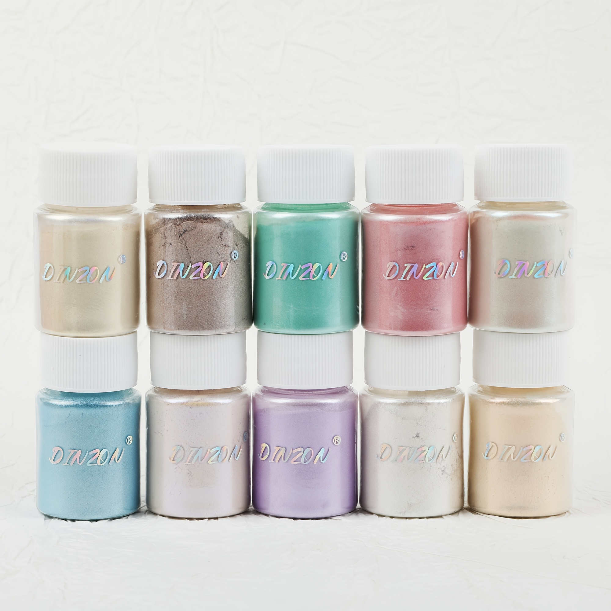 Image of A Set Of 10 Colors Pearlescent Mica Powder For Soap Making, Resin Dyeing, Candles, Natural Powder, Epoxy Resin, Diy Crafts, Jewelry Making, Resin Casting Molds