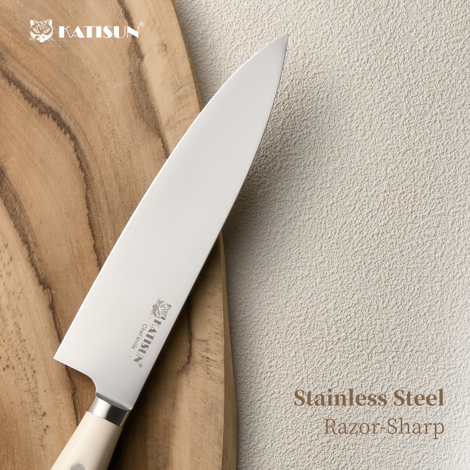Professional-grade 14pcs High-carbon Stainless Steel Knife Set In Creamy White. Exceptional Sharpness, Includes Wooden Knife Block And Kitchen Shears. All Knives Feature Non-slip Ergonomic Handles. Ideal for Home Use, Travel, Or As A Gift.
