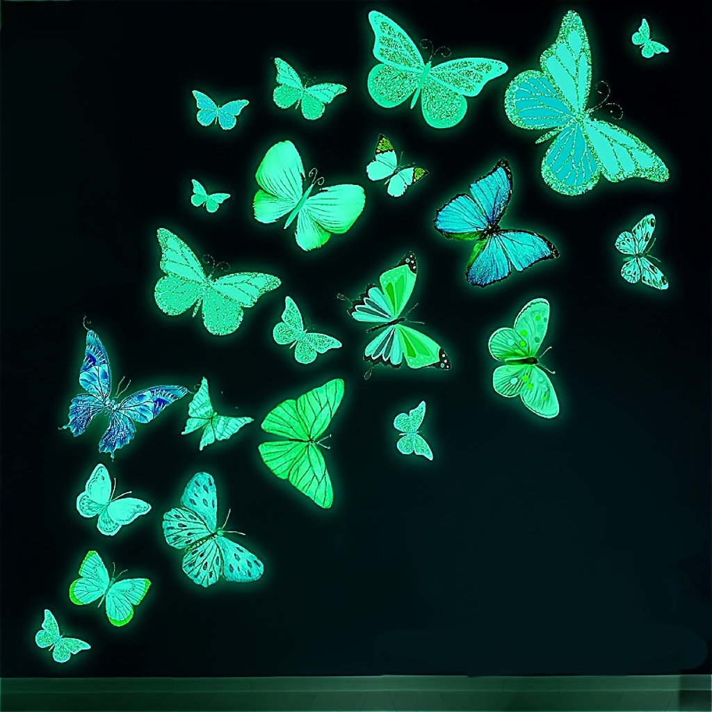 12 piezas de pegatinas de pared de mariposas luminosas 3d, mariposas coloridas simuladas, decoración luminosa para dormitorio,   y hogar