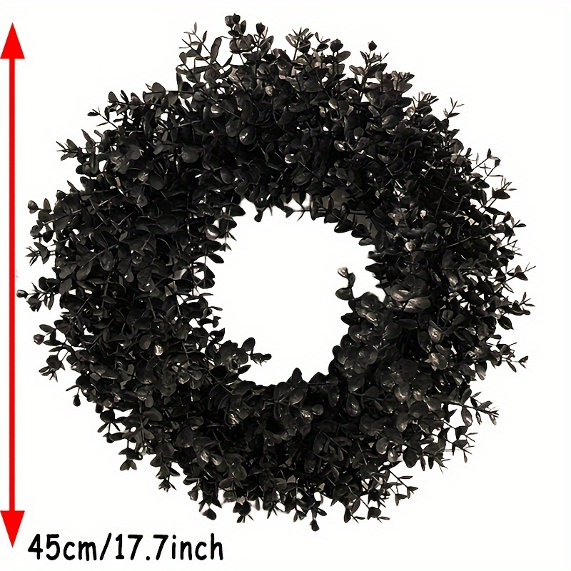 Image of 1 17.7-inch Black Halloween Wreath, Wall Decoration, Door Decoration, Fence Decoration, Wreath Suitable For Haunted House Decoration