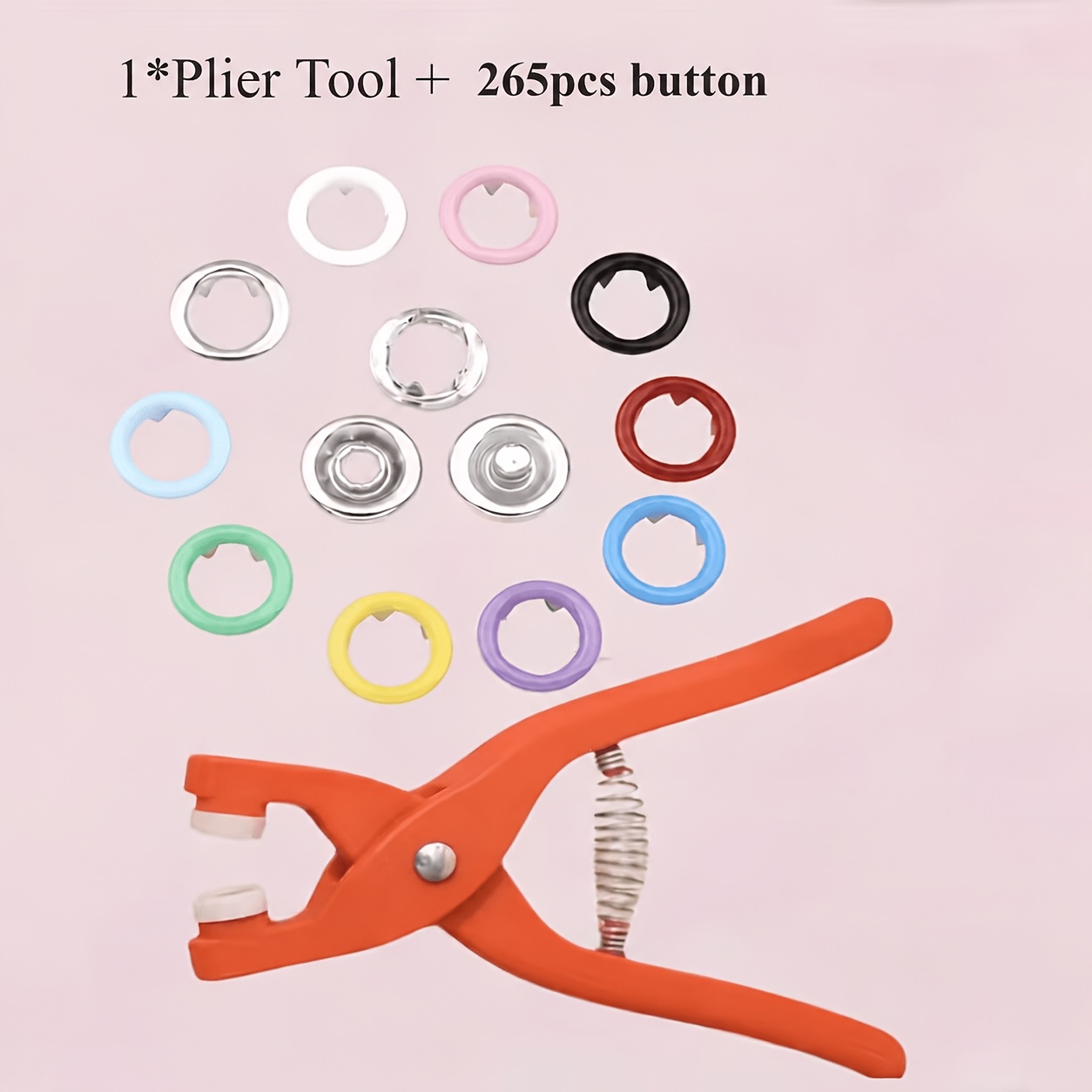 TEMU 265pcs Metal Snap Button Tool Kit With Hand Press Pliers, Durable Stainless Steel Colorful Snap Fasteners For Crafts, Clothing, Hats & Bags,