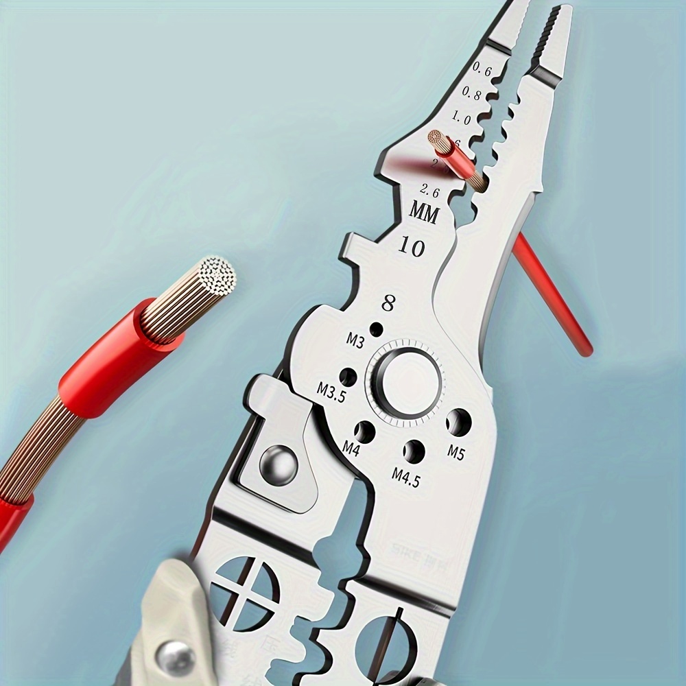 1pc wire stripper multifunctional wire winding and separation pliers squeegee leather crimping industrial wire cutting wire tube stripper for industrial construction household electrician details 9